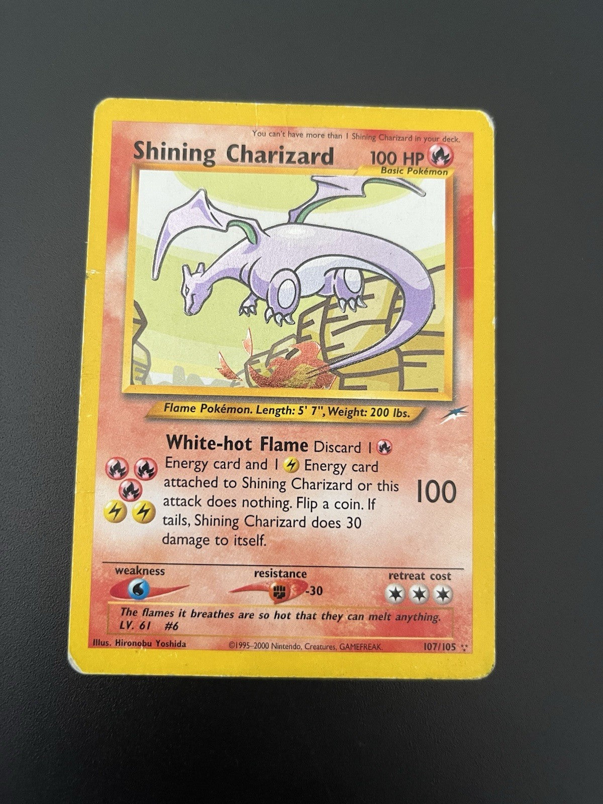 Pokémon Shining Charizard 107/105 Neo Destiny Secret Rare Holo 100 HP - Damaged