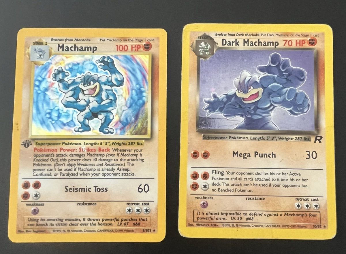 Pokemon Vintage Machamp & Dark Machamp Lot Of 2 Holos - HP&Damaged - See Photos!