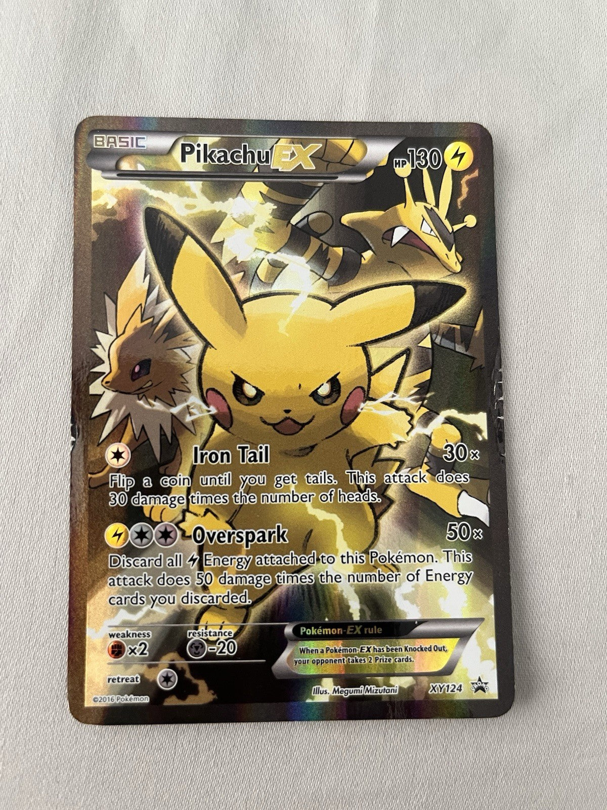 Pokemon Pikachu EX XY124 XY Holo - Damaged