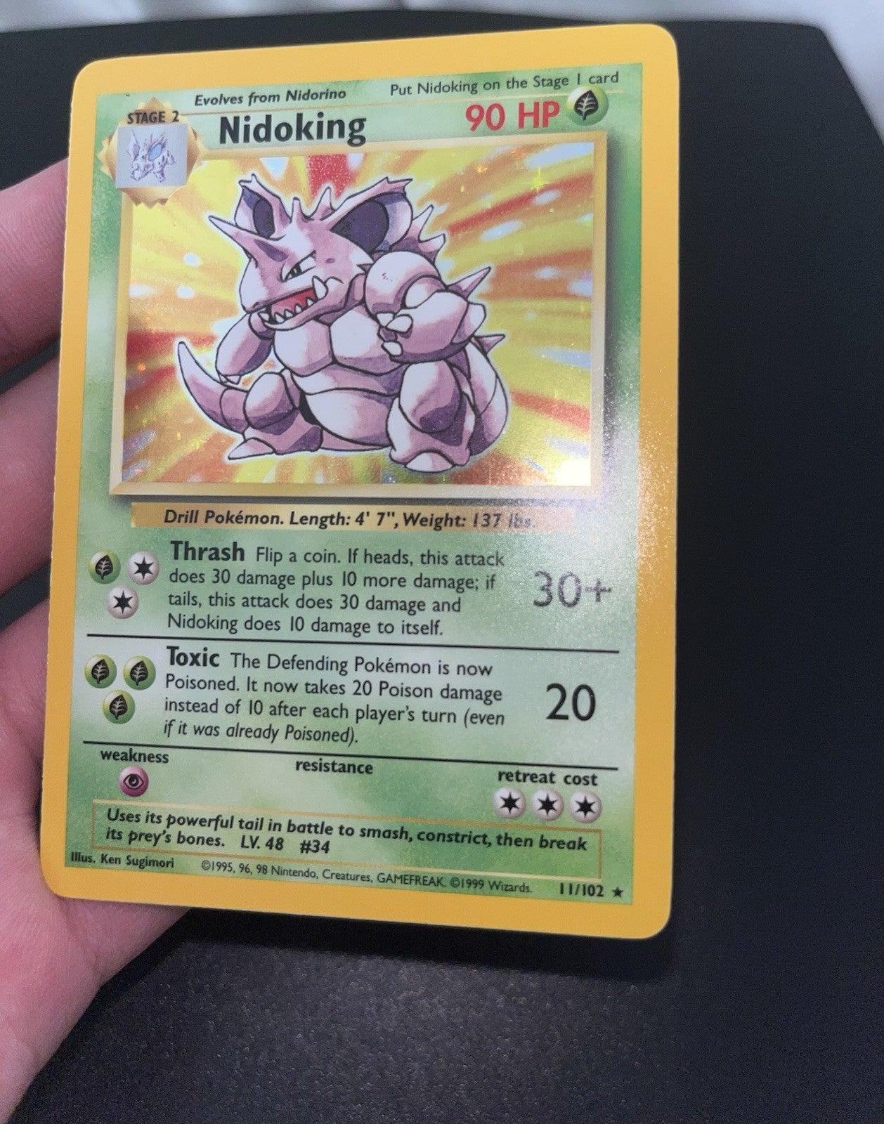 Pokemon Nidoking 011/102 Base Set Holo - Lightly Played