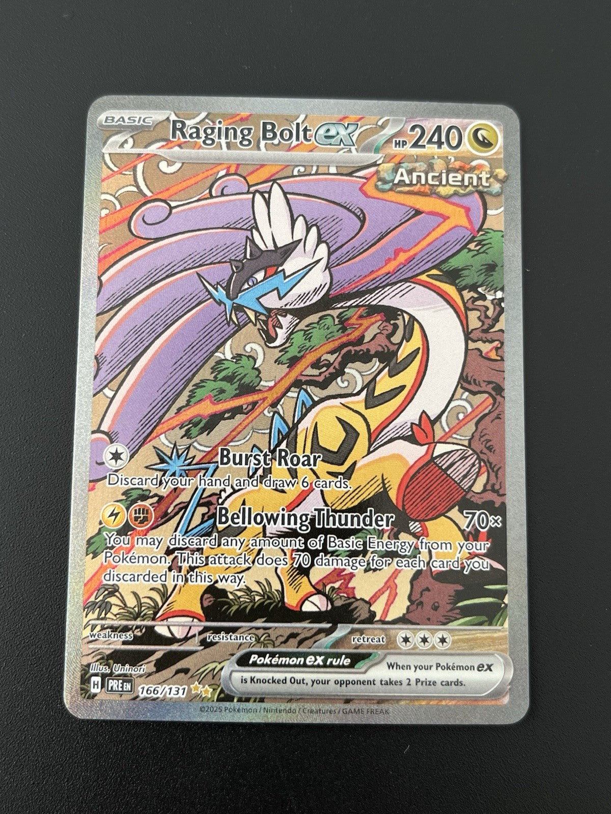 Pokemon Raging Bolt ex 166/131 Sv: Prismatic Evolutions Holo - Light Played