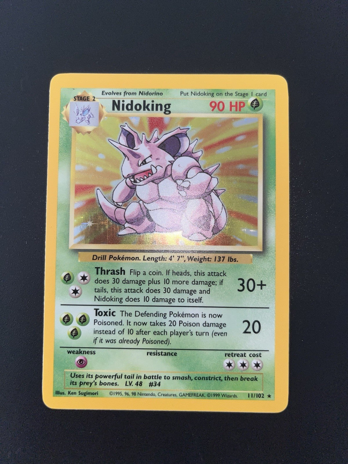 Pokemon Nidoking 011/102 Base Set Holo - Lightly Played