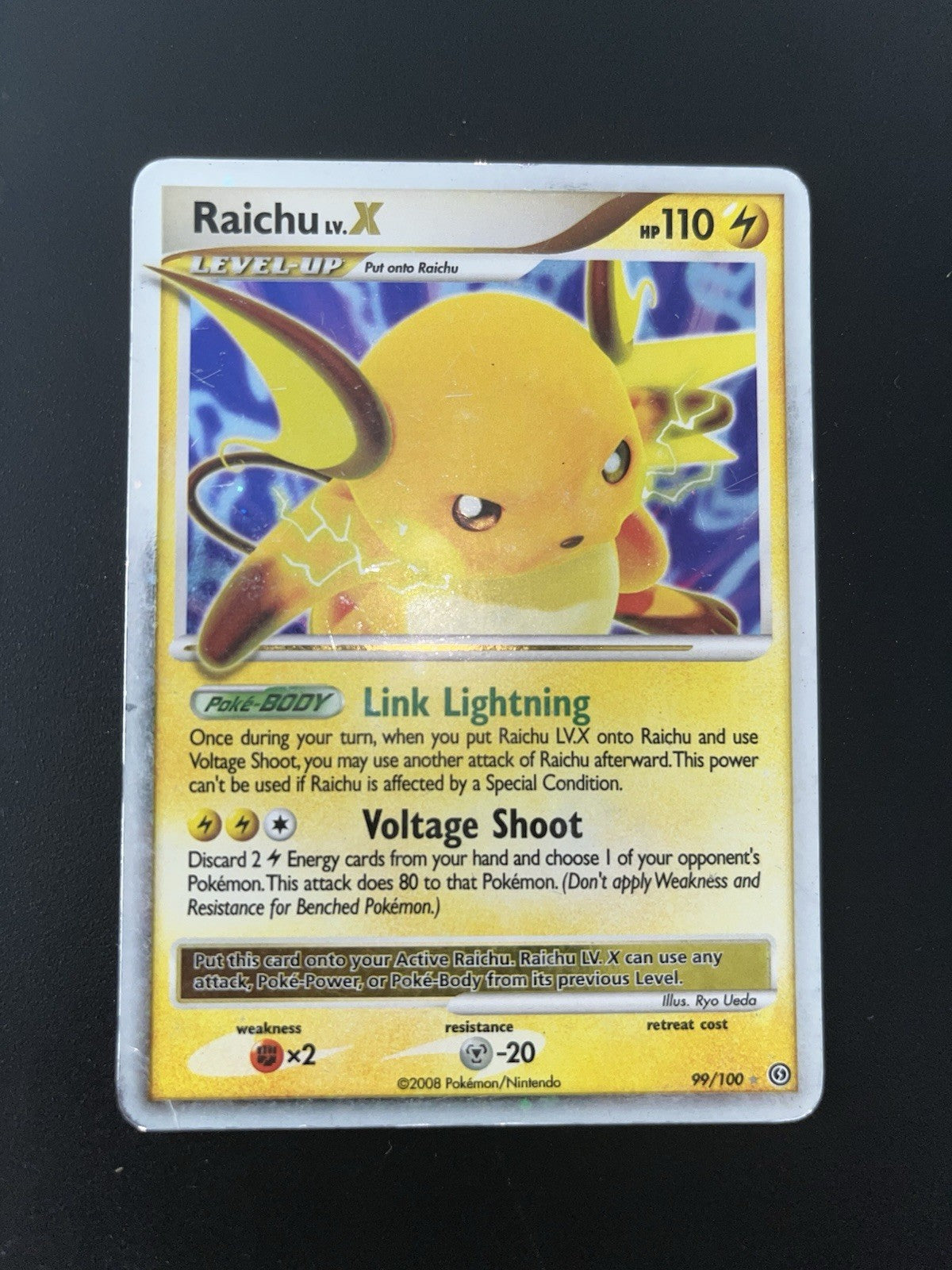 Pokemon Raichu LV.X 99/100 Stormfront Holo