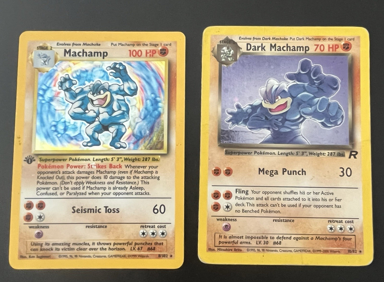 Pokemon Vintage Machamp & Dark Machamp Lot Of 2 Holos - HP&Damaged - See Photos!