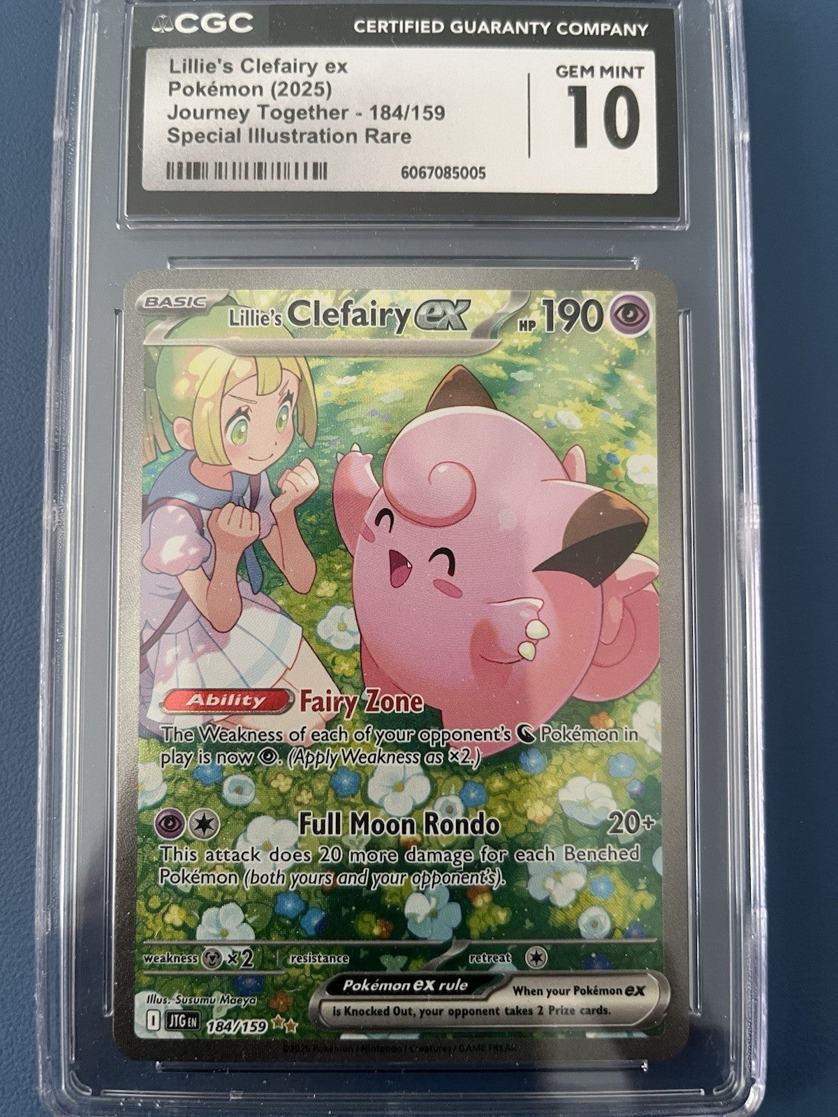 Pokemon Lillie's Clefairy ex 184/159 Sv09: Journey Together Holo - CGC 10
