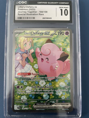 Pokemon Lillie's Clefairy ex 184/159 Sv09: Journey Together Holo - CGC 10
