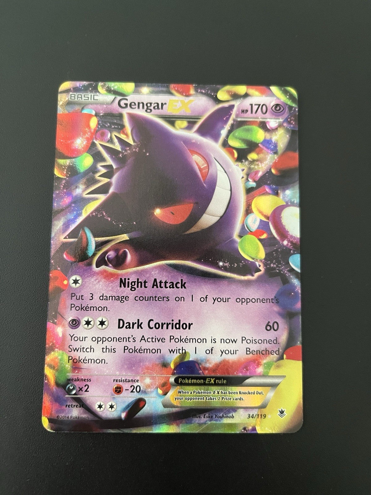 Pokemon Gengar EX 34/119 XY - Phantom Forces Holo - Lightly Played