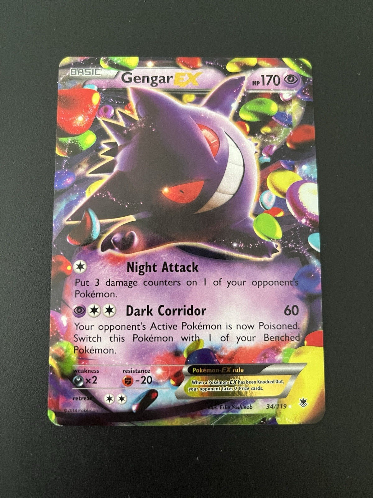 Pokemon Gengar EX 34/119 XY - Phantom Forces Holo - Lightly Played