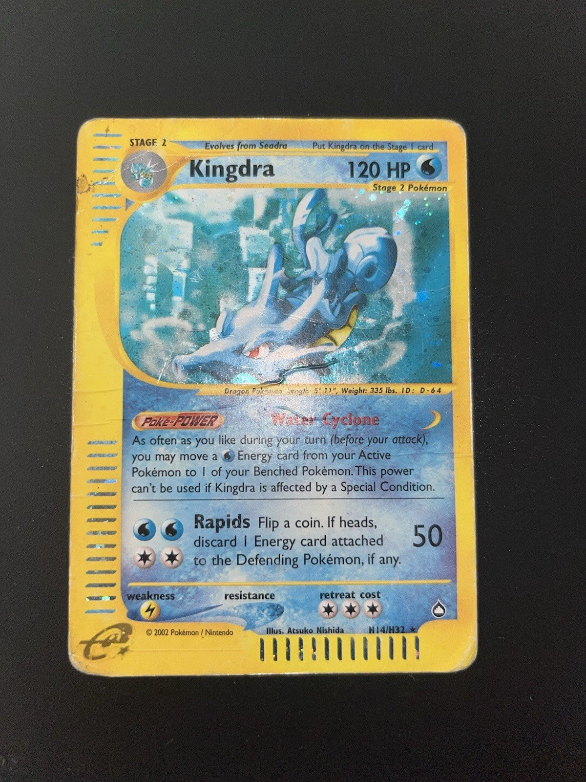 Pokemon Kingdra H14/H32 Aquapolis Holo - Damaged