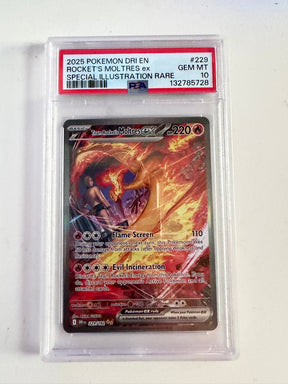 2025 Pokemon Destined Rivals Team Rocket's Moltres ex #229 SIR PSA 10 Gem Mint