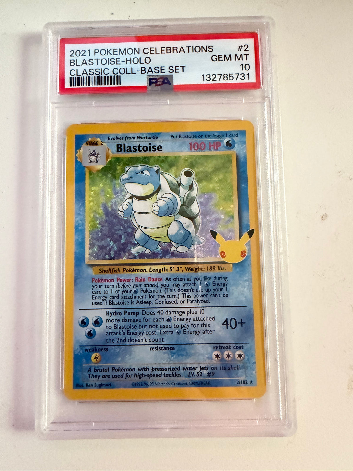 2021 Pokemon Celebrations Blastoise Holo #2 Classic Collection Base Set PSA 10 Gem Mint