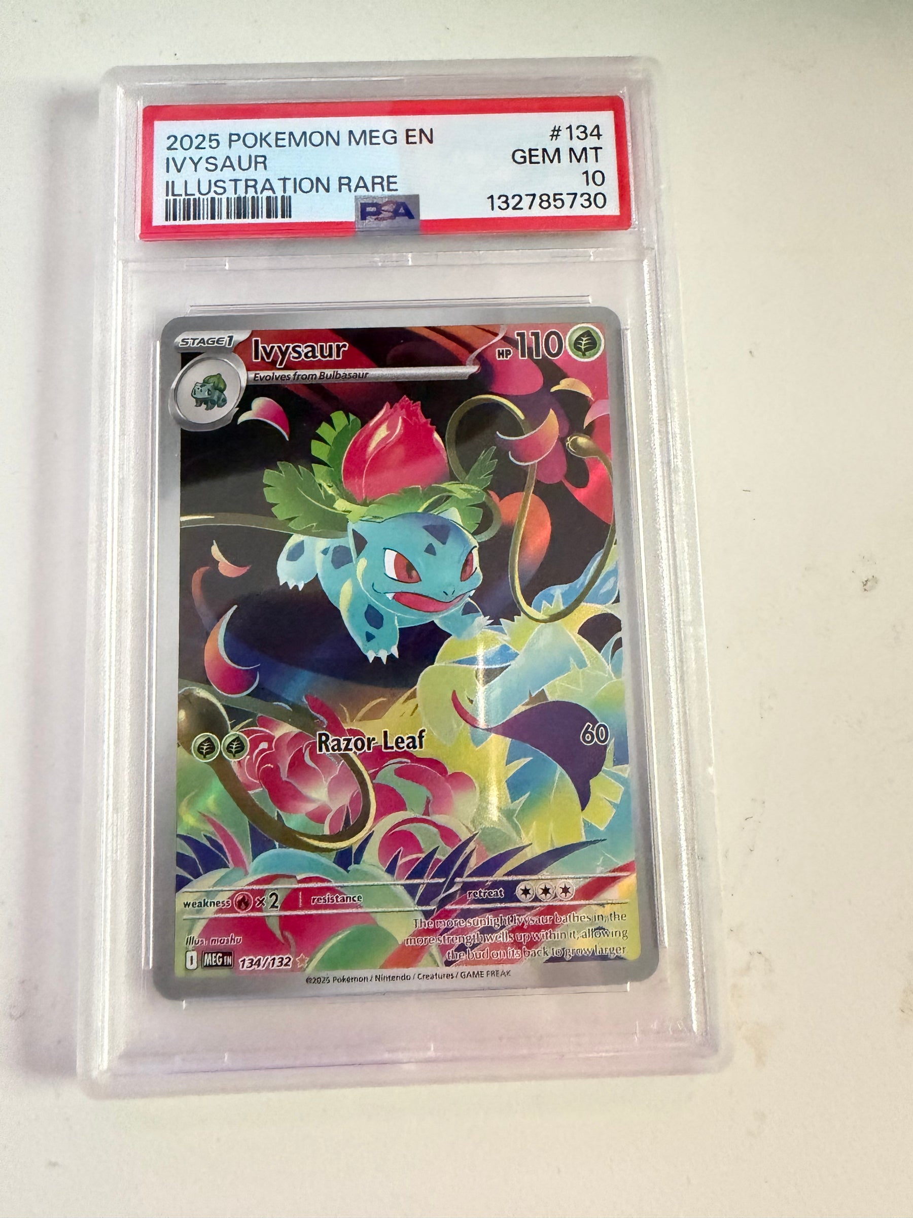 2025 Pokemon Mega Evolution Ivysaur #134 Illustration Rare PSA 10 Gem Mint