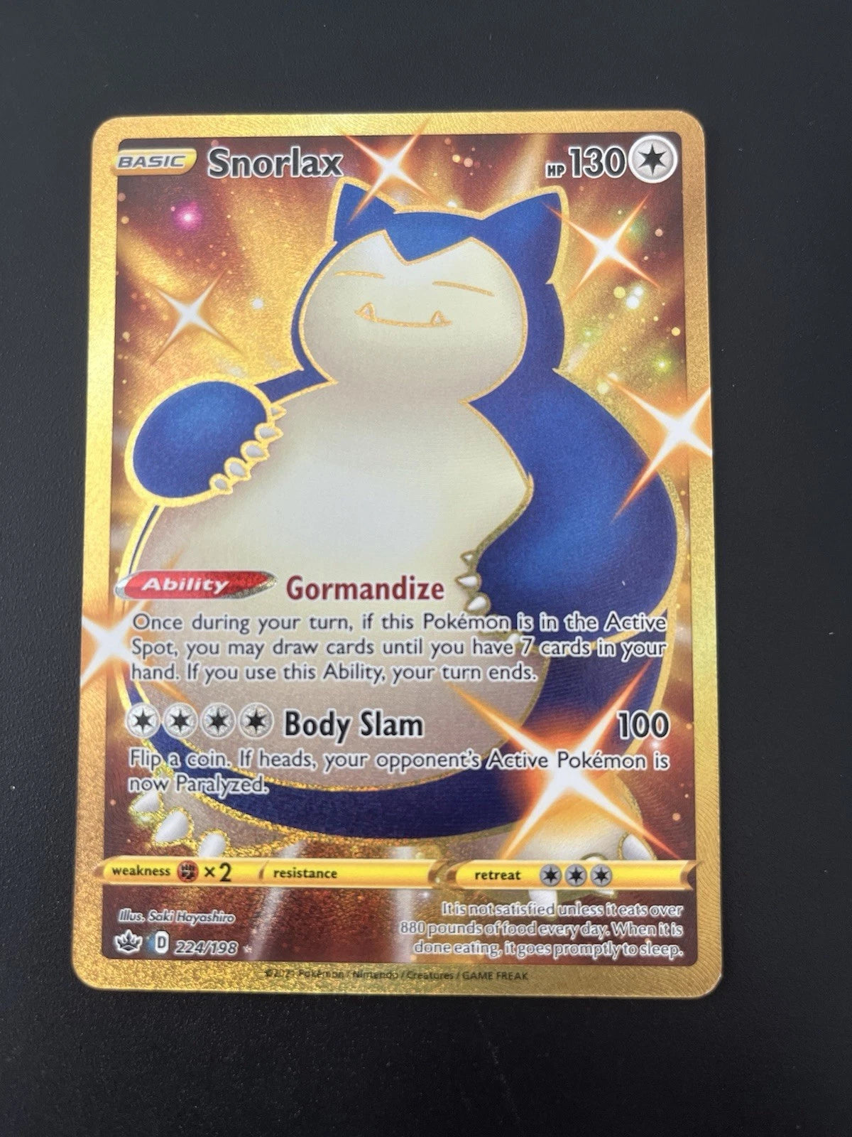 Pokemon Snorlax (Secret) 224/198 Swsh06: Sword & Shield - Chilling Reign Holo